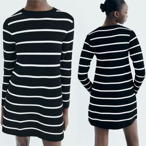 ZARA knit mini dress | stripped dress
